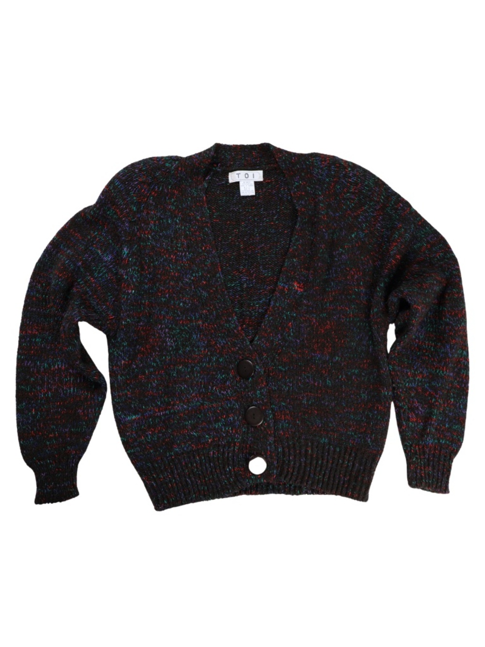 Vintage TOI Chunky Marled Cardigan Women's Large Shoulder Pads Oversized 80s